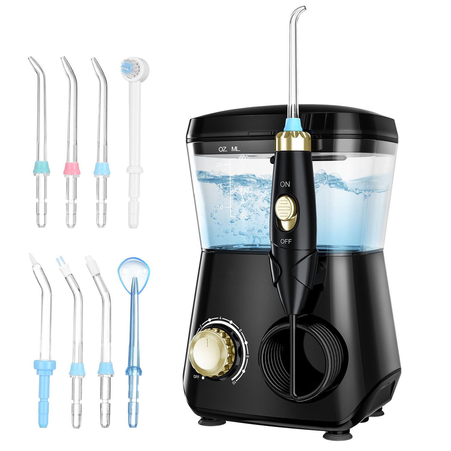 080AB Portable Dental Water Flosser - 600ml Large Capacity Oral Irrigator for Teeth Cleaning, Braces & Gum Care | Perfect for Home & Travel Use