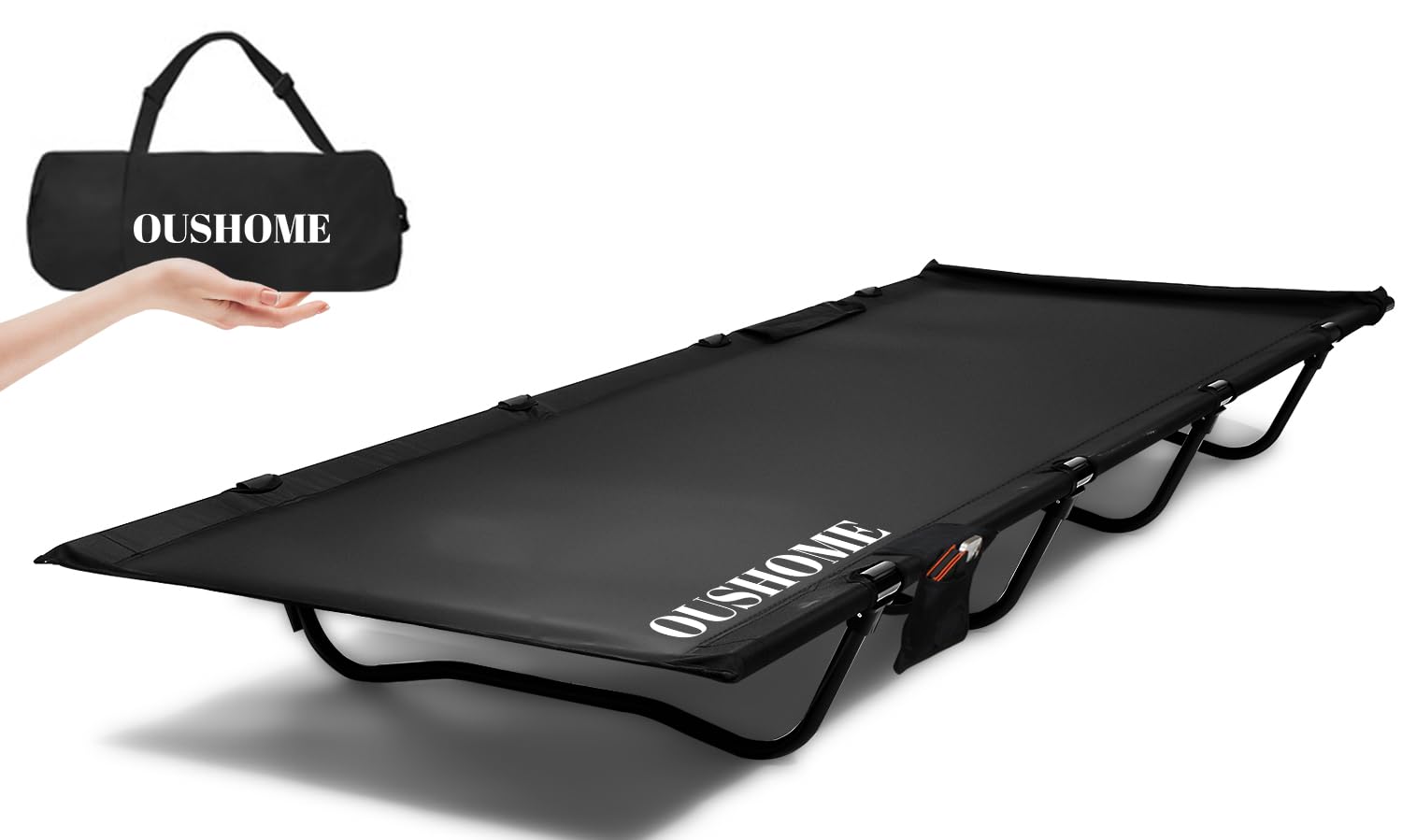 Ultralight Folding Camping Cot for Adults - 352lbs Weight Capacity, Portable Backpacking Bed for Outdoor Adventures, Hiking, Travel & Home Use - Compact & Durable (Black) - Perfect for Camping Trips, Backyard Lounging & Emergency Guest Bedding