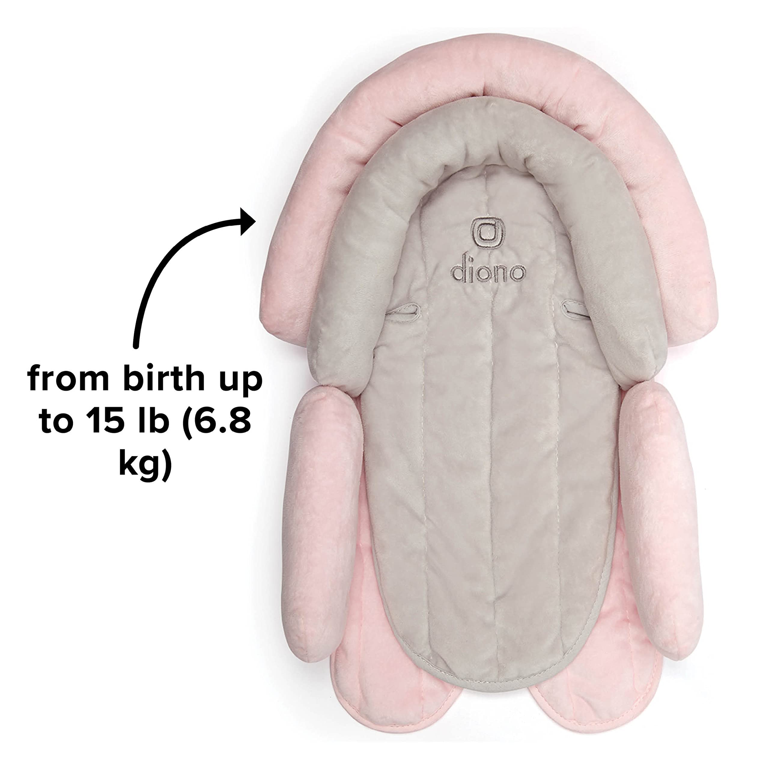 Diono Cuddle Soft 2-in-1 Baby Head, Neck & Body Support Pillow for Newborns – Super Soft Car Seat Insert Cushion – Ideal for Infant Car Seats, Convertible Car Seats & Strollers – Gray/Pink – Perfect for Travel, Napping & On-the-Go Comfort
