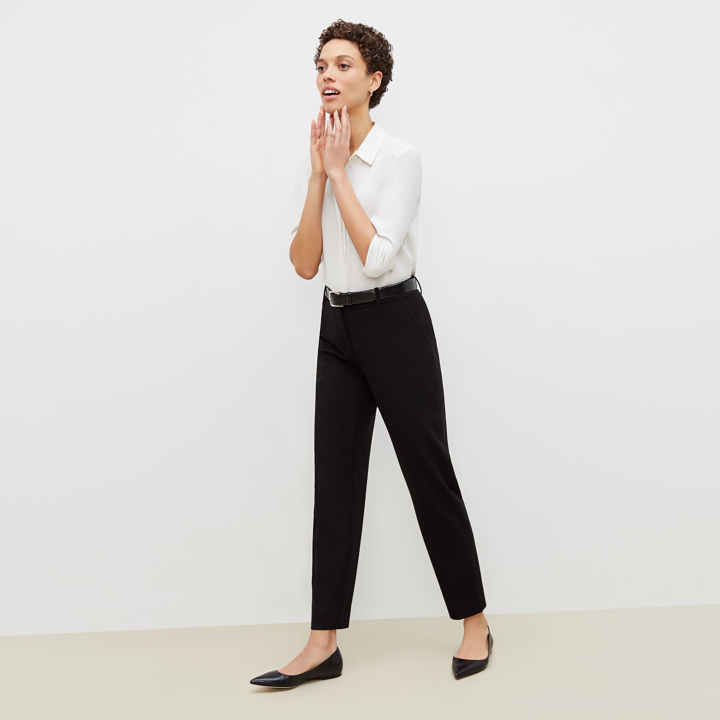 Mejia Light Twill Pants for Women - Comfortable Black Casual Trousers for Work, Office & Everyday Wear