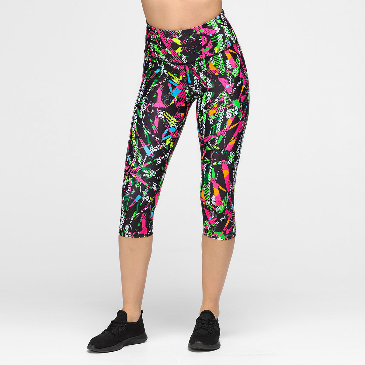 Clubbercise Retro Raver Capri Leggings - 80s Inspired Workout Pants for Dance Fitness & Aerobics - Perfect for Zumba, Jazzercise & 90s Themed Parties