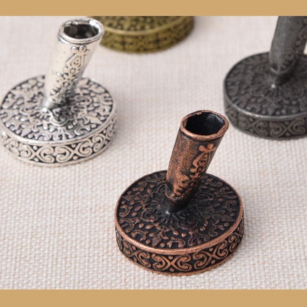 Vintage Round Metal Feather Quill Pen Holder - 1PC Antique Calligraphy Dip Pen Stand for Office, School & Writing Enthusiasts | Perfect Desk Organizer for Students, Teachers & Gift Ideas