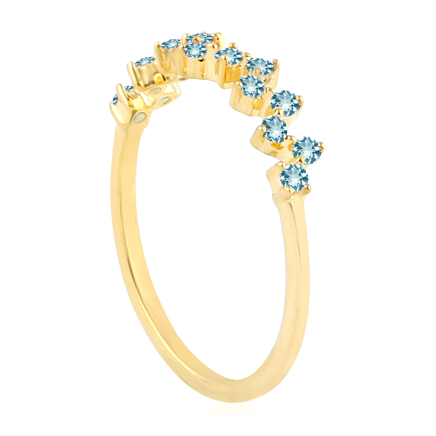 14K Yellow Gold Blue Topaz Gemstone Handmade Designer Ring for Women - Perfect for Weddings, Anniversaries & Special Occasions