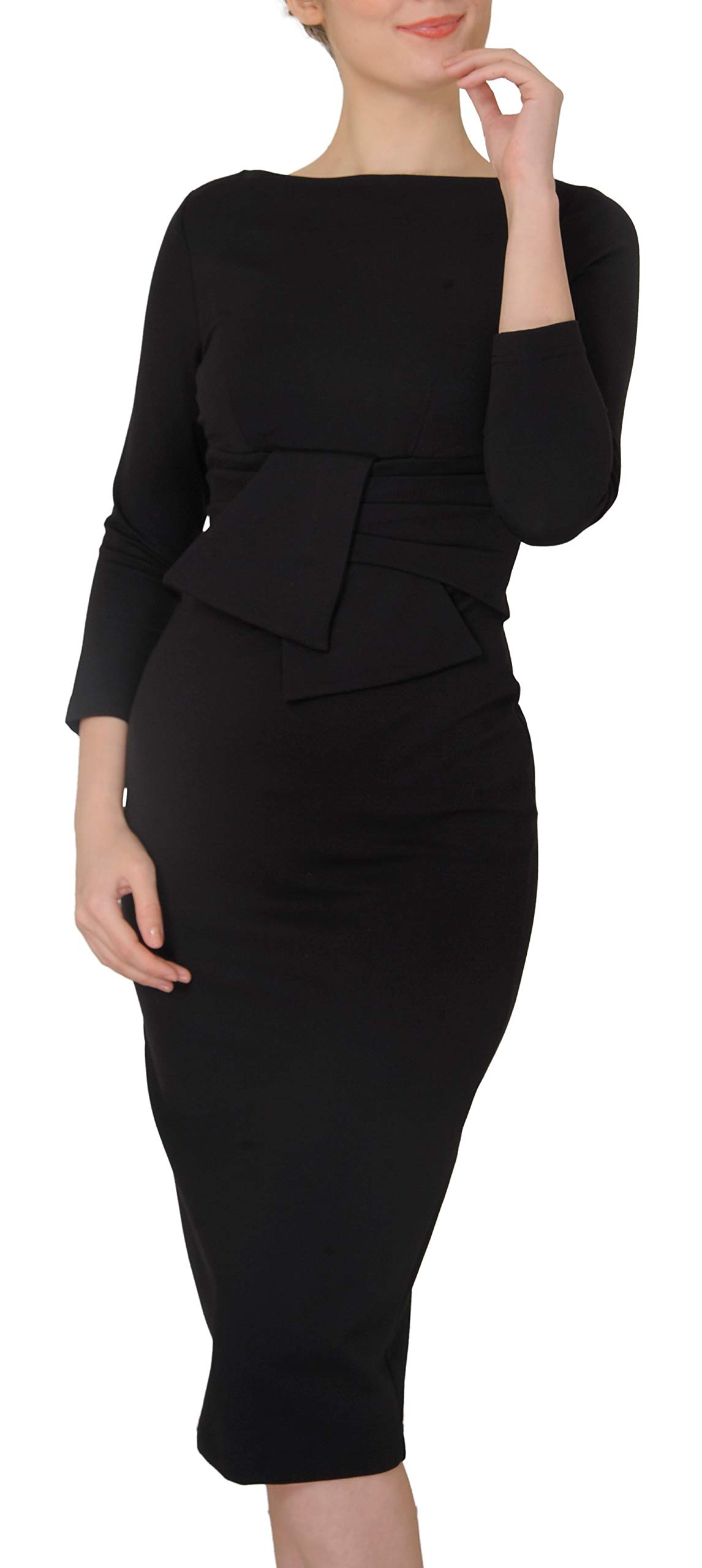 Marycrafts Women's Square Neck Sheath Midi Dress - Professional Office Work Dress for Business Women, Formal Workwear, Career Attire | Perfect for Business Meetings, Office Wear, Corporate Events & Professional Occasions