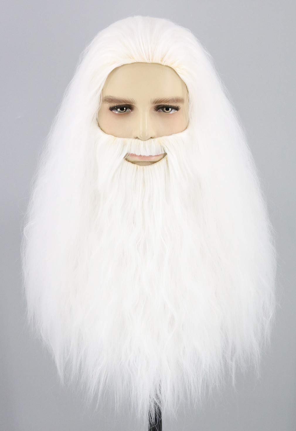 Men's White Old Man Wizard Wig & Beard Set - Halloween Costume & Cosplay Accessory for Parties, Themed Events, and Stage Performances