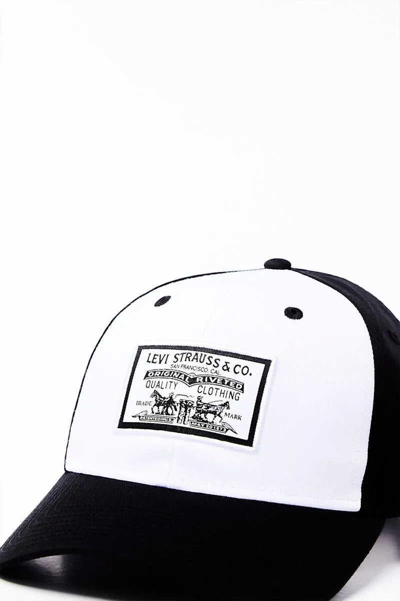 Levi's Men's Structured Curved Brim Baseball Cap - White & Black | Stylish & Comfortable for Outdoor Sports, Casual Wear & Daily Use