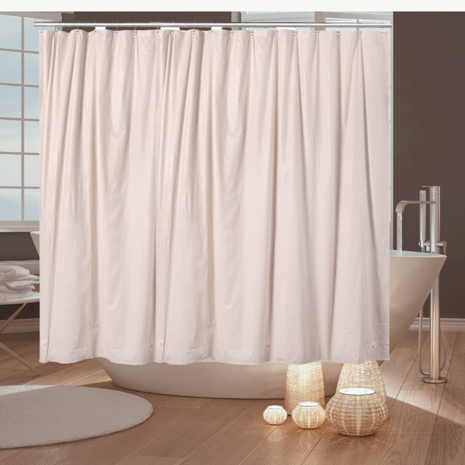 Premium 3-Pack Ivory Waterproof Shower Curtain Set with Magnetic Liner & Hooks - Heavy Duty 70x72 Inch Bathroom Decor for Luxury Spa Experience