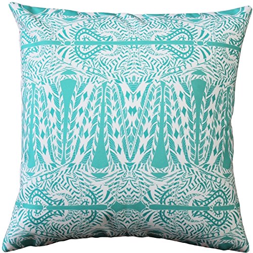Karalina Collection Partridge Stamp Turquoise Decorative Throw Pillow 20x20 - Soft Accent Cushion for Sofa, Bed & Home Décor
