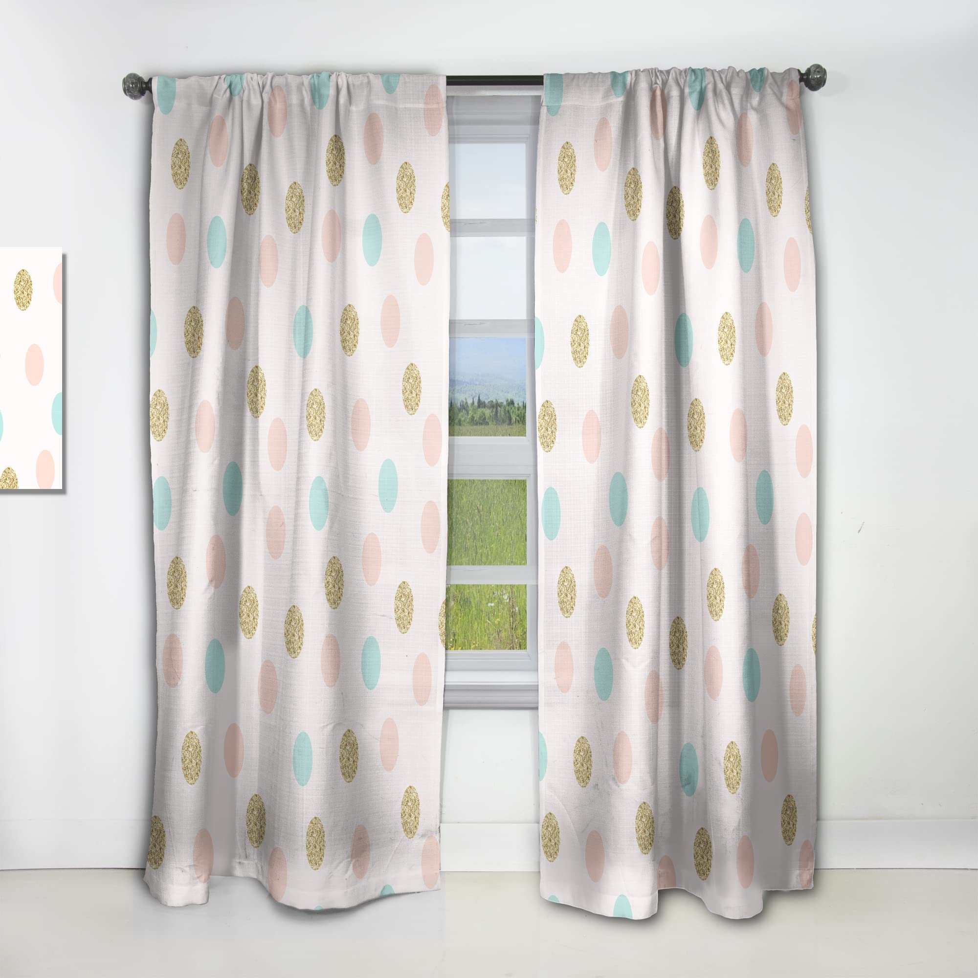 DesignQ Gold Chic Design III Thermal Insulated Curtains - 52x63 Inch Single Panel for Bedroom & Living Room - Elegant Window Drapes for Home Decor, Energy Saving & Light Blocking