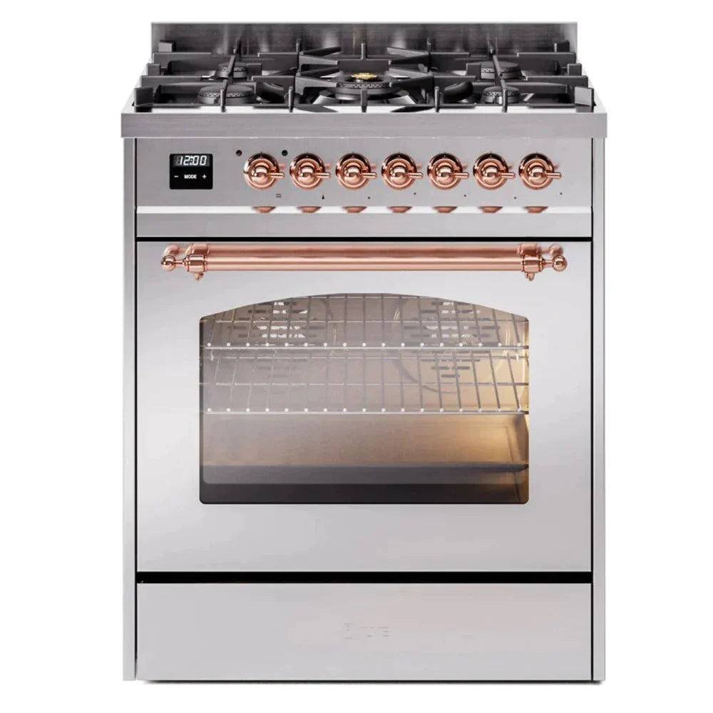 ILVE 30 Nostalgie II Series Freestanding Dual Fuel Range with 5 Sealed Burners - Professional Gas Stove & Electric Oven for Home Kitchen - Perfect for Baking, Roasting, and Family Cooking (Model UP30NMP)