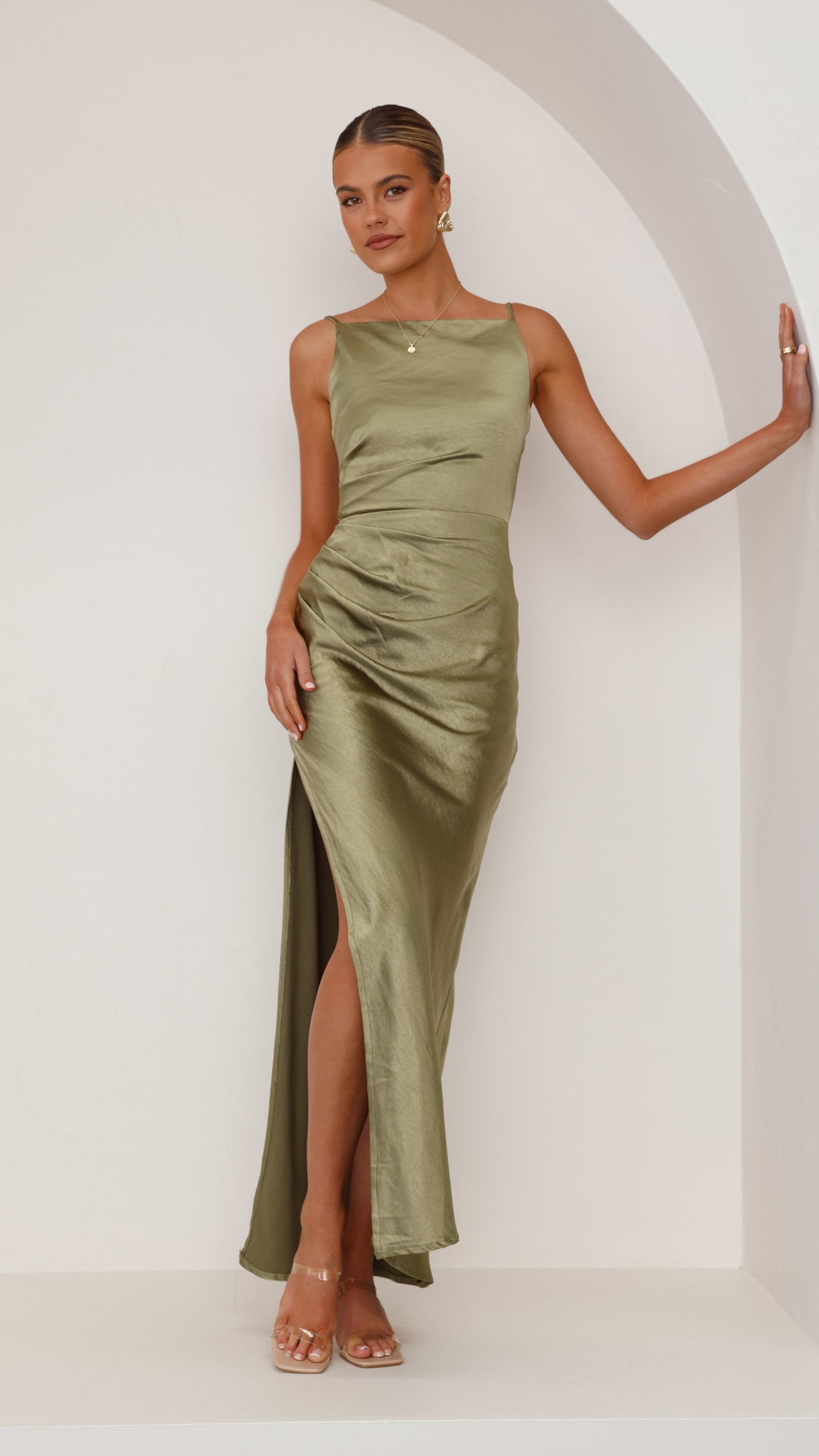 Ava Maxi Dress for Women - Flowy Olive Green Long Summer Dress - Perfect for Beach, Vacation & Casual Wear