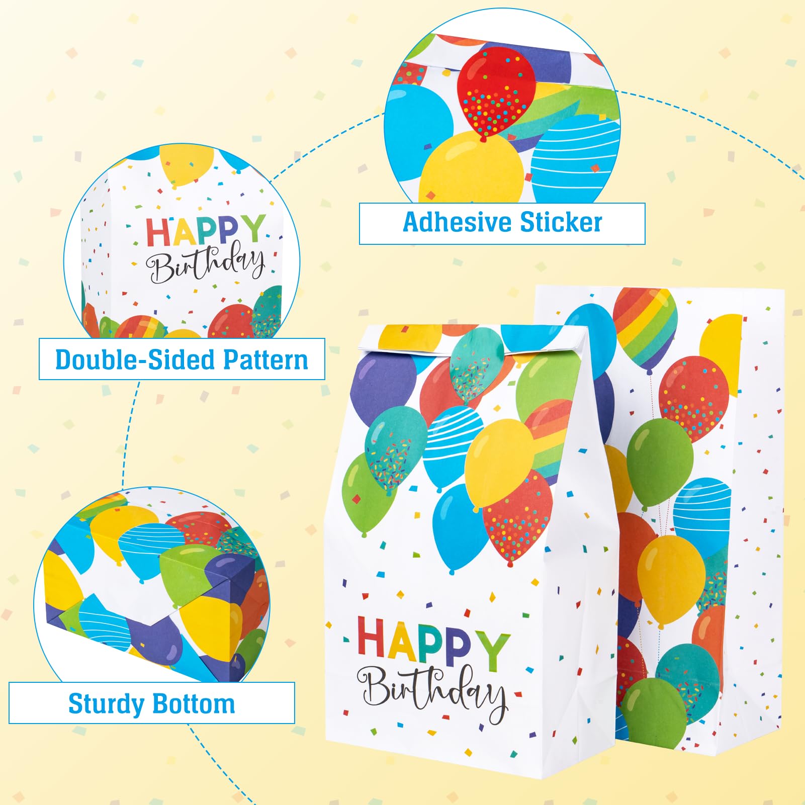 DECORLIFE 24PCS Birthday Party Favor Bags with Stickers - 4 Styles Kids Goodie Bags for Boys & Girls Birthday Celebrations | Perfect for Classroom Treats, Party Favors, Halloween & Christmas Gift Bags