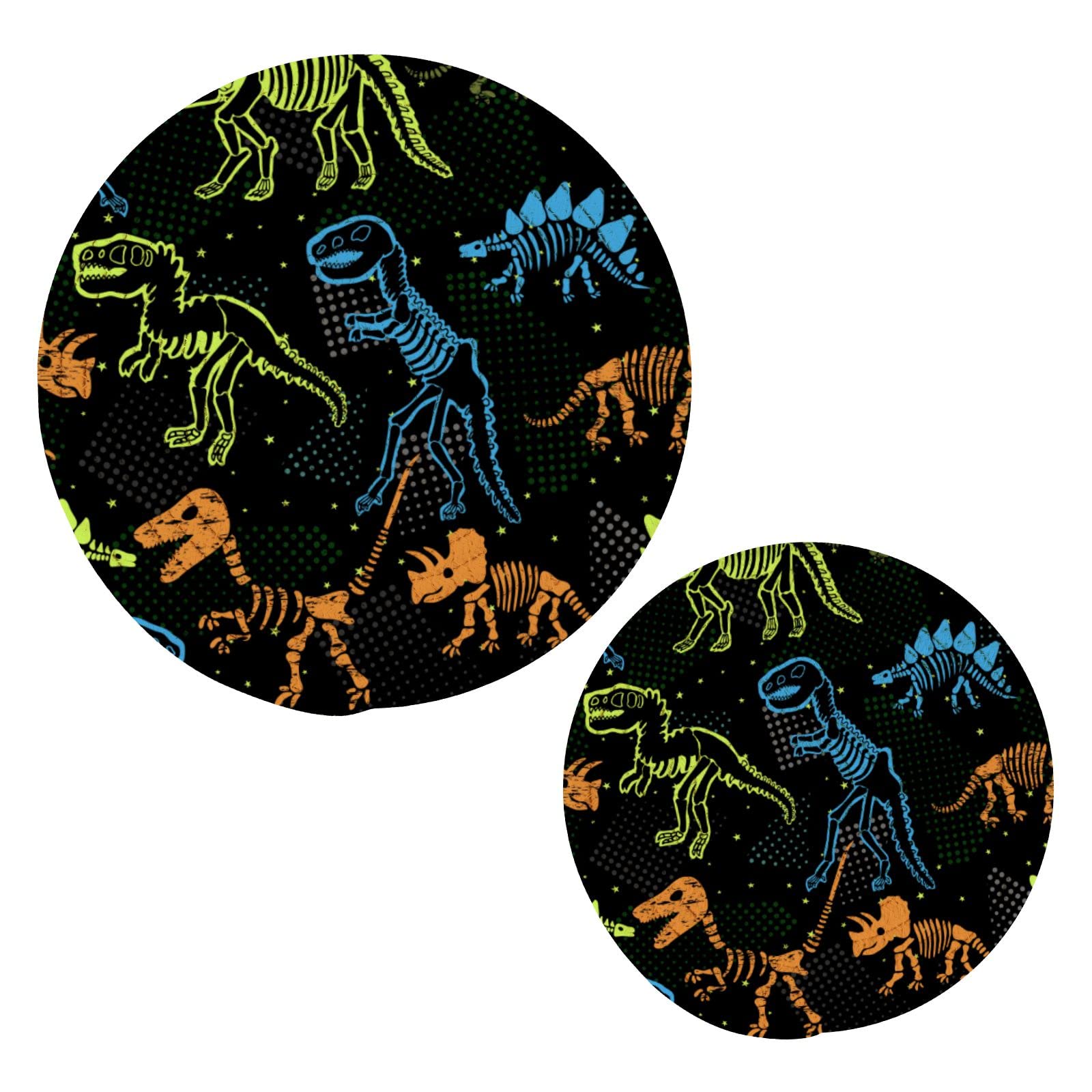 Colorful Dinosaur Skeleton Pot Holders Set of 2 - Heat Resistant Kitchen Potholders & Trivets for Hot Pans, Pots, Bowls & Teapots - Thread Woven Hot Pads for Cooking, Baking & Kitchen Decor