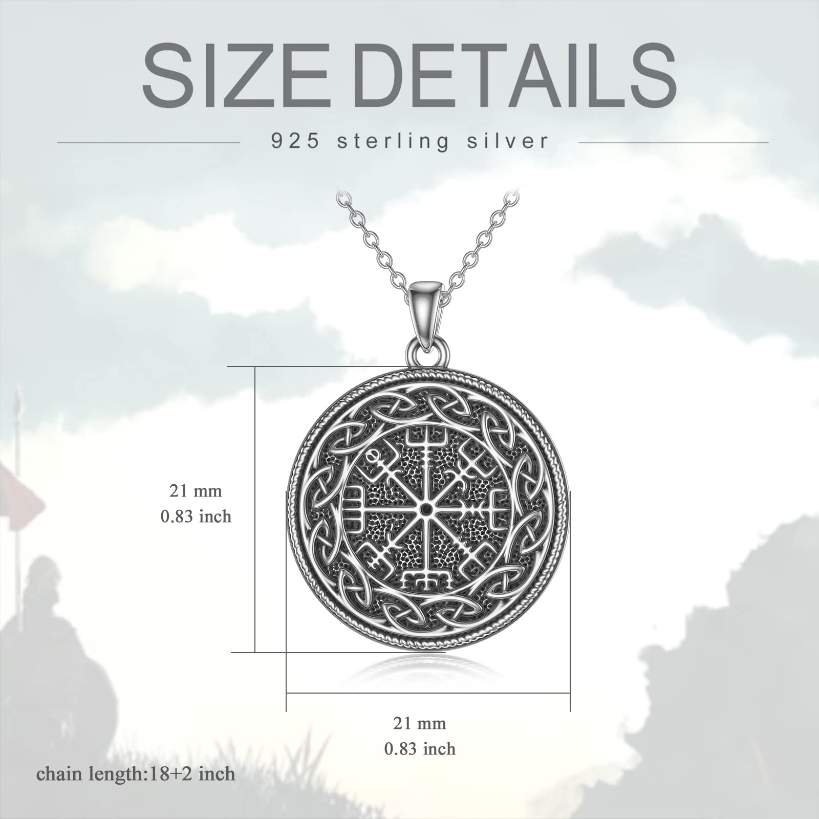 Viking Necklace for Men & Women - 925 Sterling Silver Norse Viking Compass with Dragon & Raven Pendant - Viking Jewelry Gift for Father, Son, Husband - Perfect for Viking Lovers, Cosplay & Norse Mythology Enthusiasts