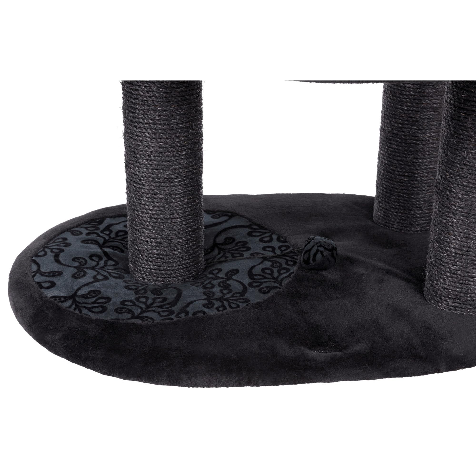 Premium 50-inch TRIXIE Filippo Cat Tower with Sisal Scratching Posts, Multi-Level Cat Tree with Hammock, Plush Bed & Dangling Toys for Indoor Cats - Perfect for Play, Rest & Climbing in Home or Office (Black)