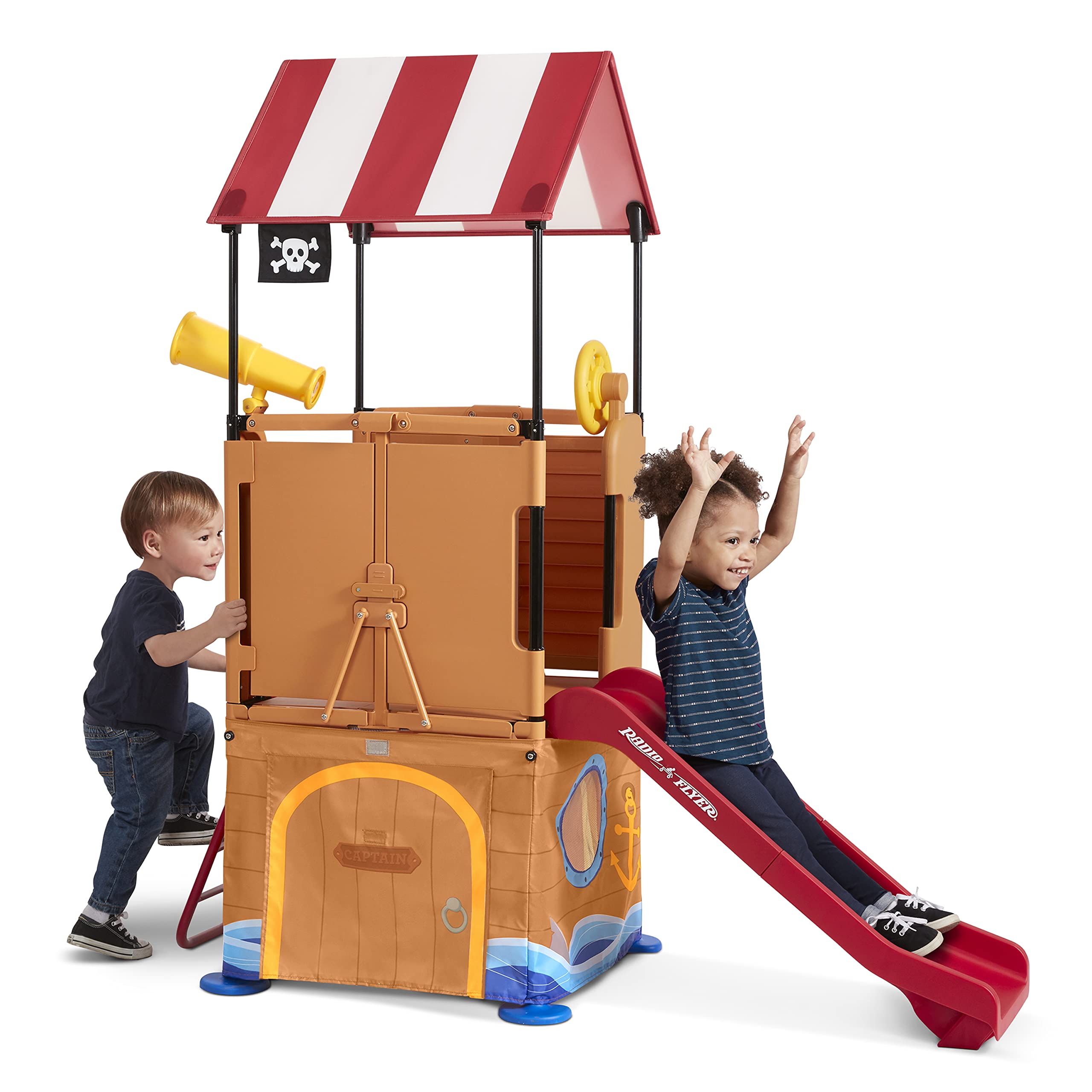 Radio Flyer Play & Fold Away Pirate Ship - Toddler Climber & Kids Playhouse for Ages 2-5 | Indoor & Outdoor Playtime Adventure for Preschoolers
