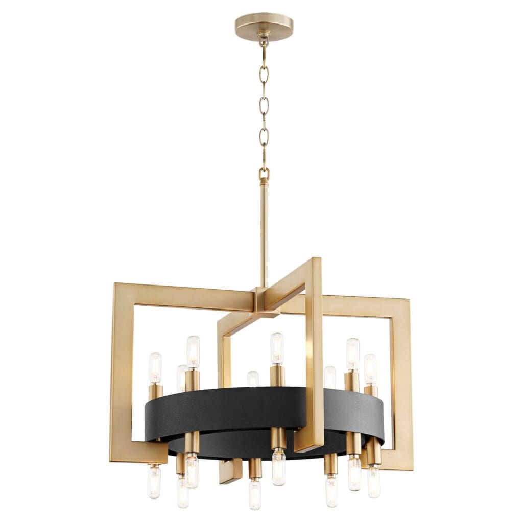 Cyan Design 11268 Archibald 16-Light Chandelier in Noir & Aged Brass - Elegant Dining Room & Living Room Lighting Fixture