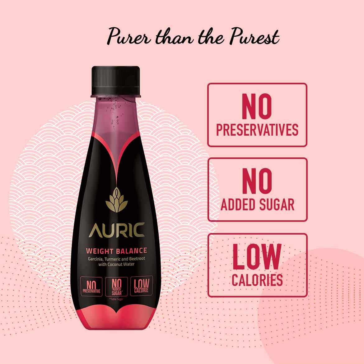 Auric Natural Slimming Drink for Men & Women - Fat Burning Supplement with Garcinia Cambogia, Beetroot & Turmeric - Coconut Water Detox - Dietitian Recommended (24 Bottles) - Weight Loss Support for Busy Professionals & Fitness Enthusiasts