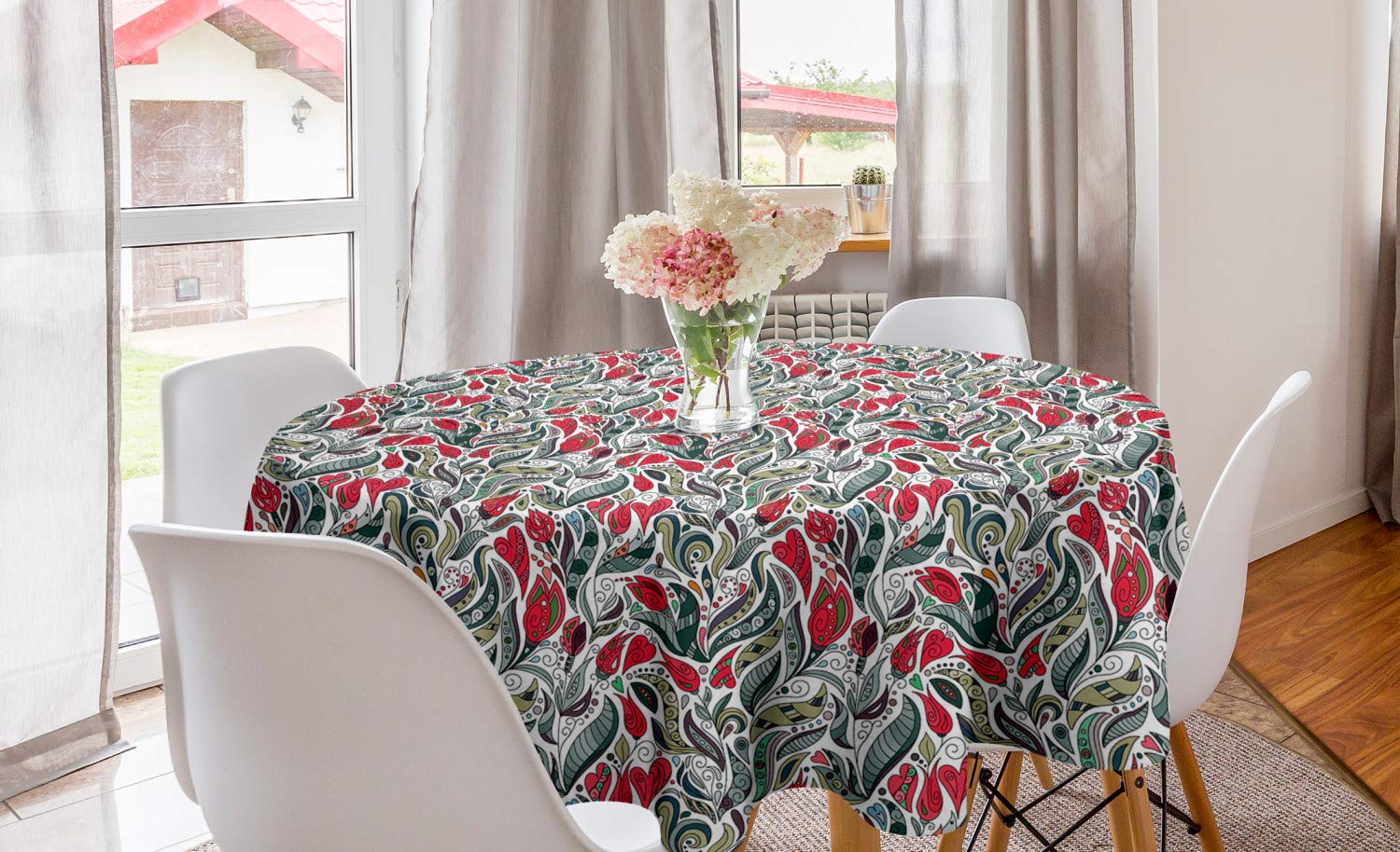Ambesonne Retro Round Tablecloth 60