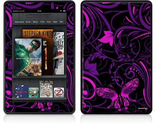 Amazon Kindle Fire (Original) Decal Style Skin - Twisted Garden Purple and Hot Pink Protective Cover | Durable Vinyl Sticker for Kindle Fire Tablet | Perfect for Home, Office & Travel Use