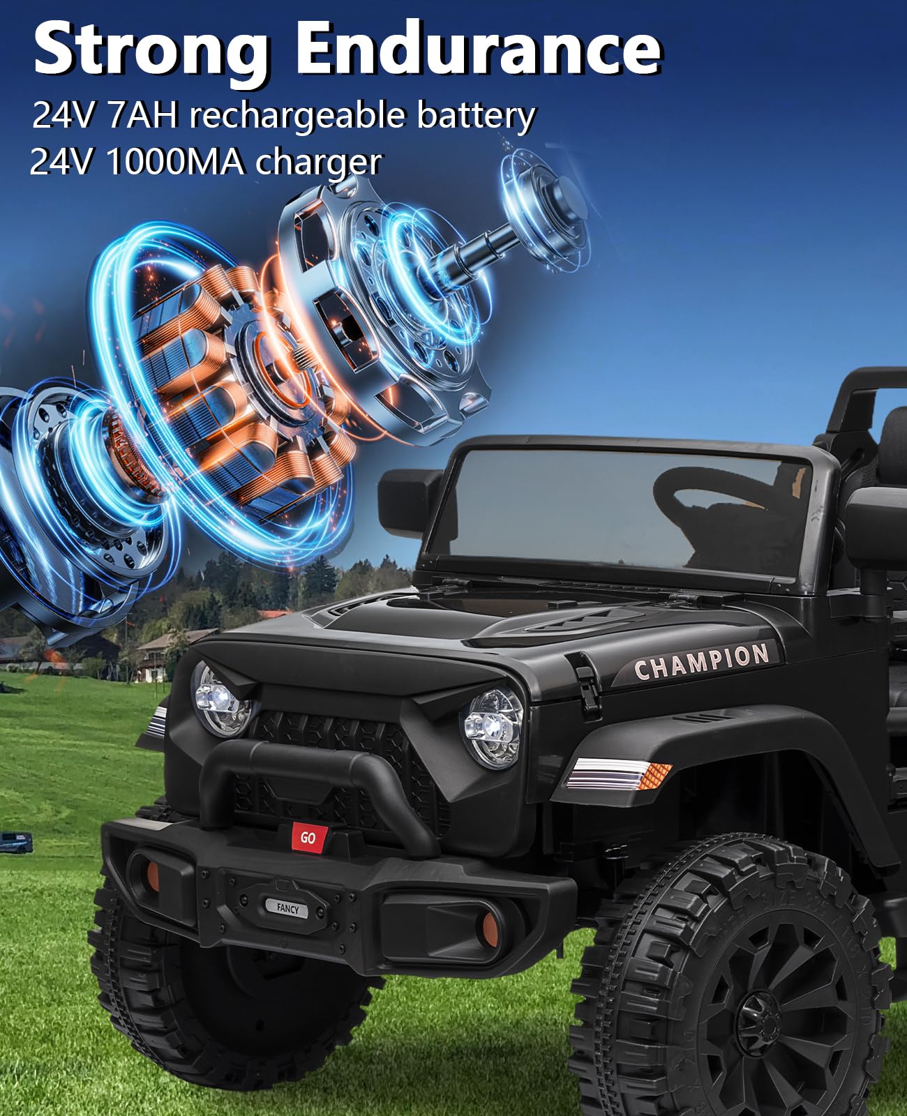 GARVEE 24V Kids Electric Ride On Car - 2 Seater XL Power Wheels for Boys & Girls Ages 3+ | 20