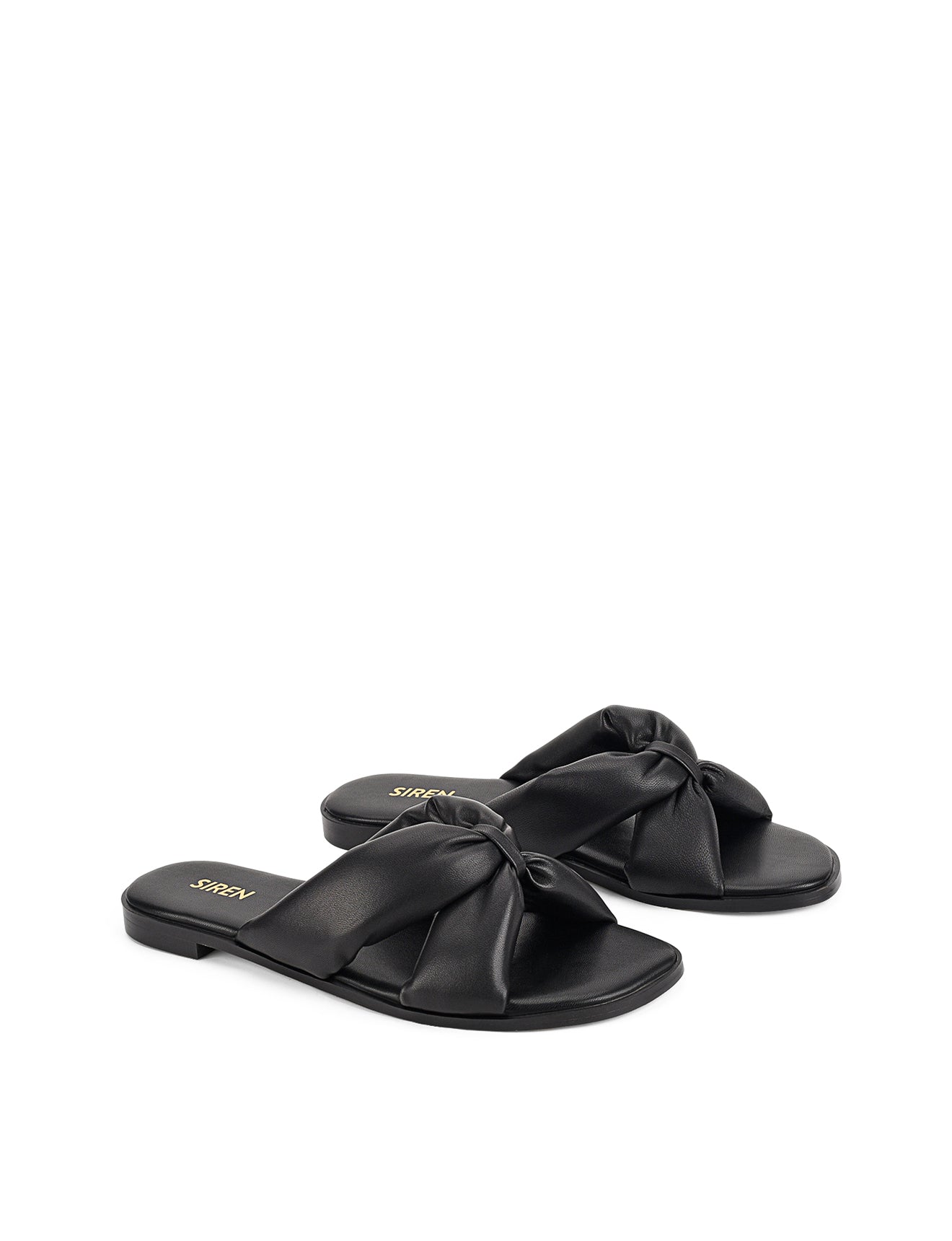Madeline Flat Slides - Black Leather Women's Comfortable Sandals for Casual Wear, Beach, and Home Use