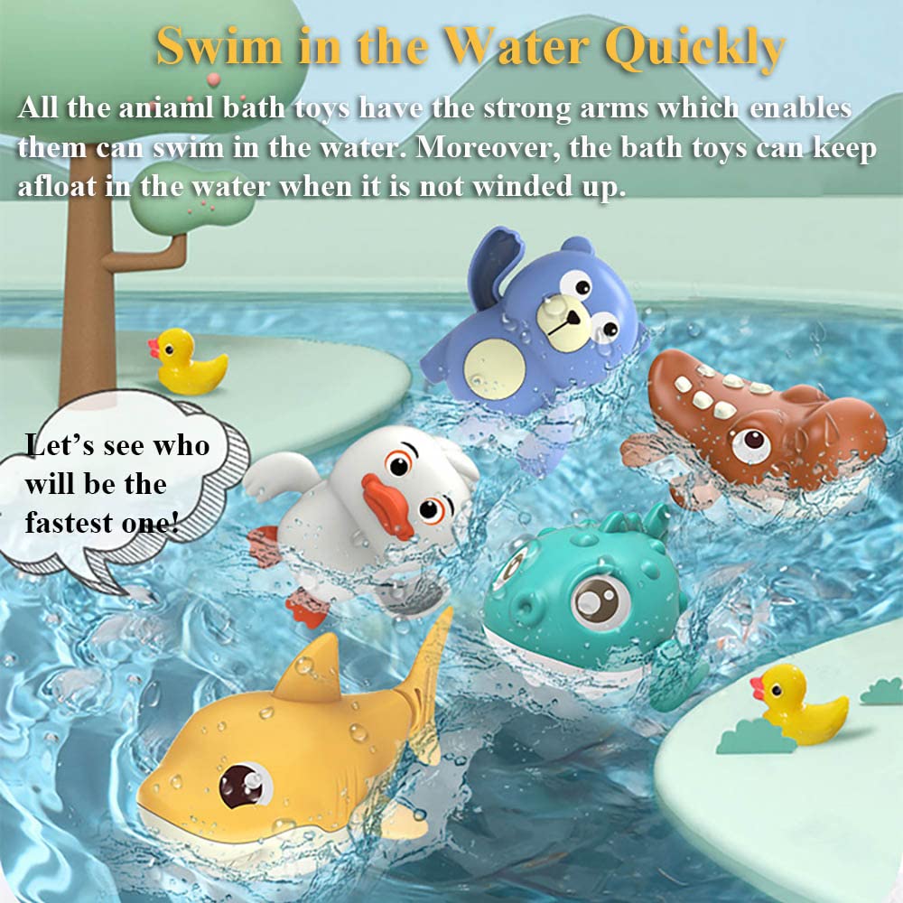 Wind-Up Pufferfish Bath Toy - Swimming Puffer Fish Bathtub Toy for Kids, Floating Water Toy for Pool & Bathtub, Fun Bath Time & Pool Party Toy (Pink) - Perfect for Toddler Bath Time, Summer Pool Parties & Sensory Water Play