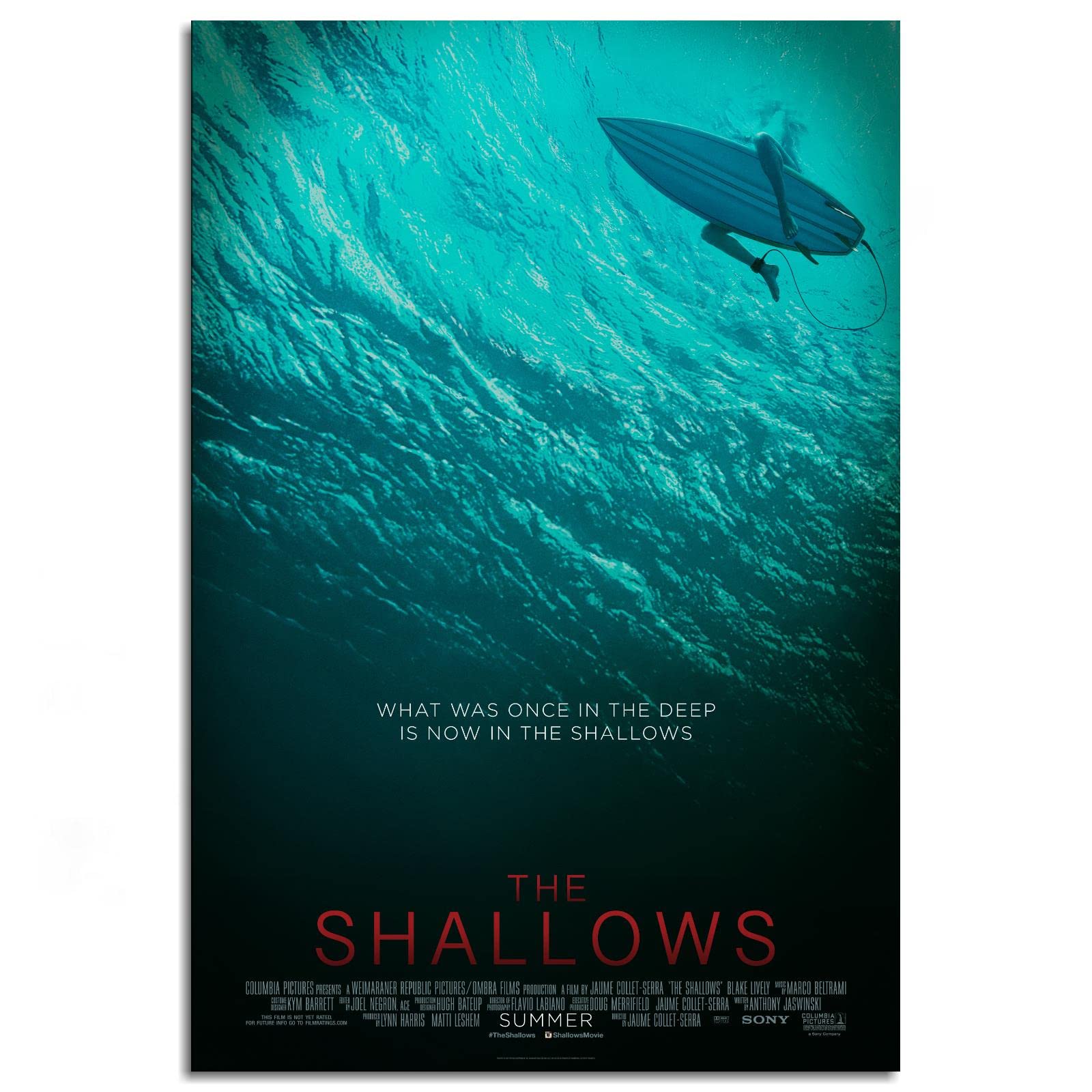 ViviArt The Shallows Movie Canvas Print - Vintage Cinema Poster Wall Art for Home, Office & Bedroom Decor - Unframed 12x8 Inches - Perfect for Movie Lovers' Rooms & Coastal Themed Spaces