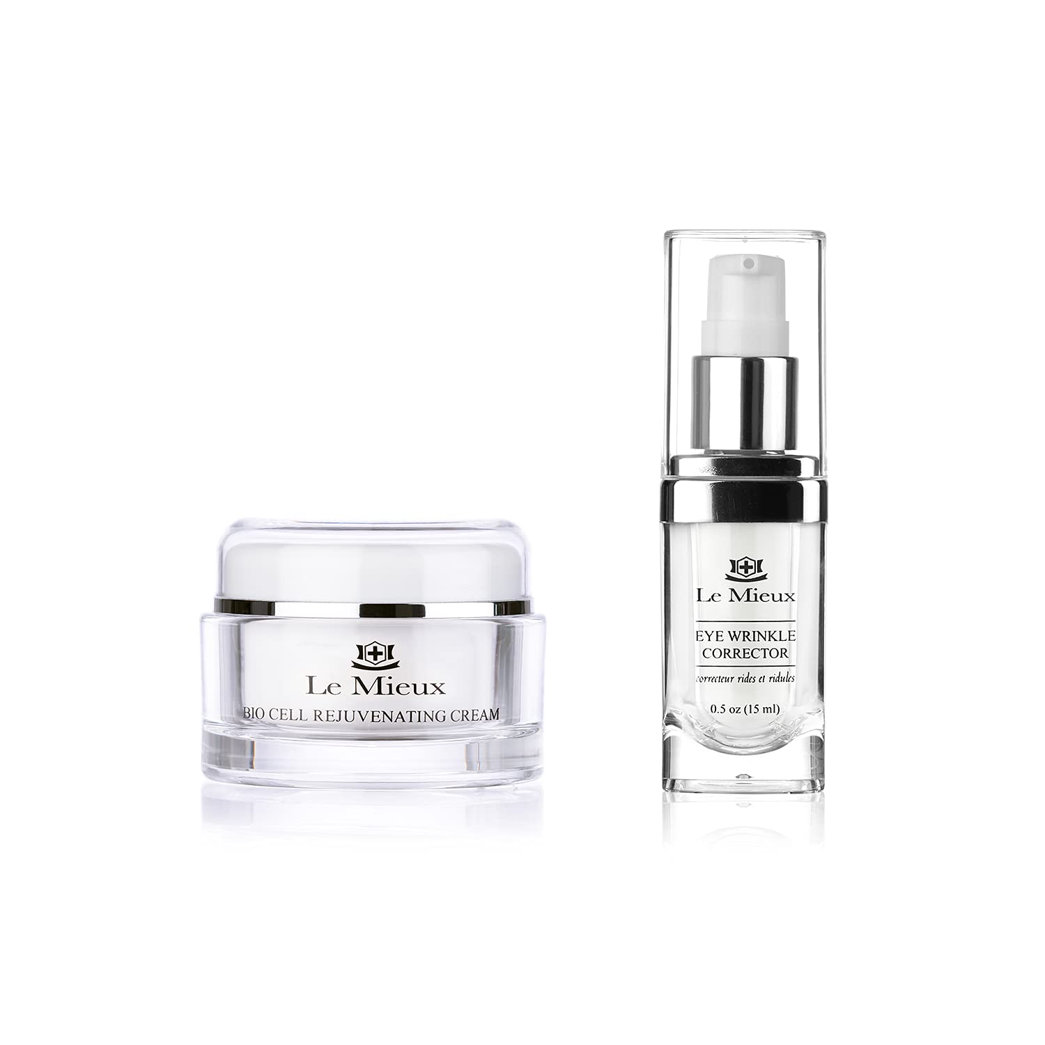 Le Mieux Skincare Moisture Eyes Set - Anti-Aging Eye Wrinkle Corrector Cream & Bio Cell Rejuvenating Face Cream for Face, Neck & Eyes - Hydrating, Plumping & Firming Skincare for All Skin Types (2-Piece Set) - Perfect for Night Routine & Travel Skincare