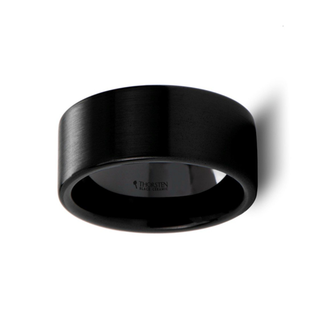 DRAKON Black Ceramic Wedding Band - 12mm Wide Pipe Cut Brush Finish with Custom Inside Engraving - Perfect for Men's Rings, Anniversary Gifts & Couple Jewelry