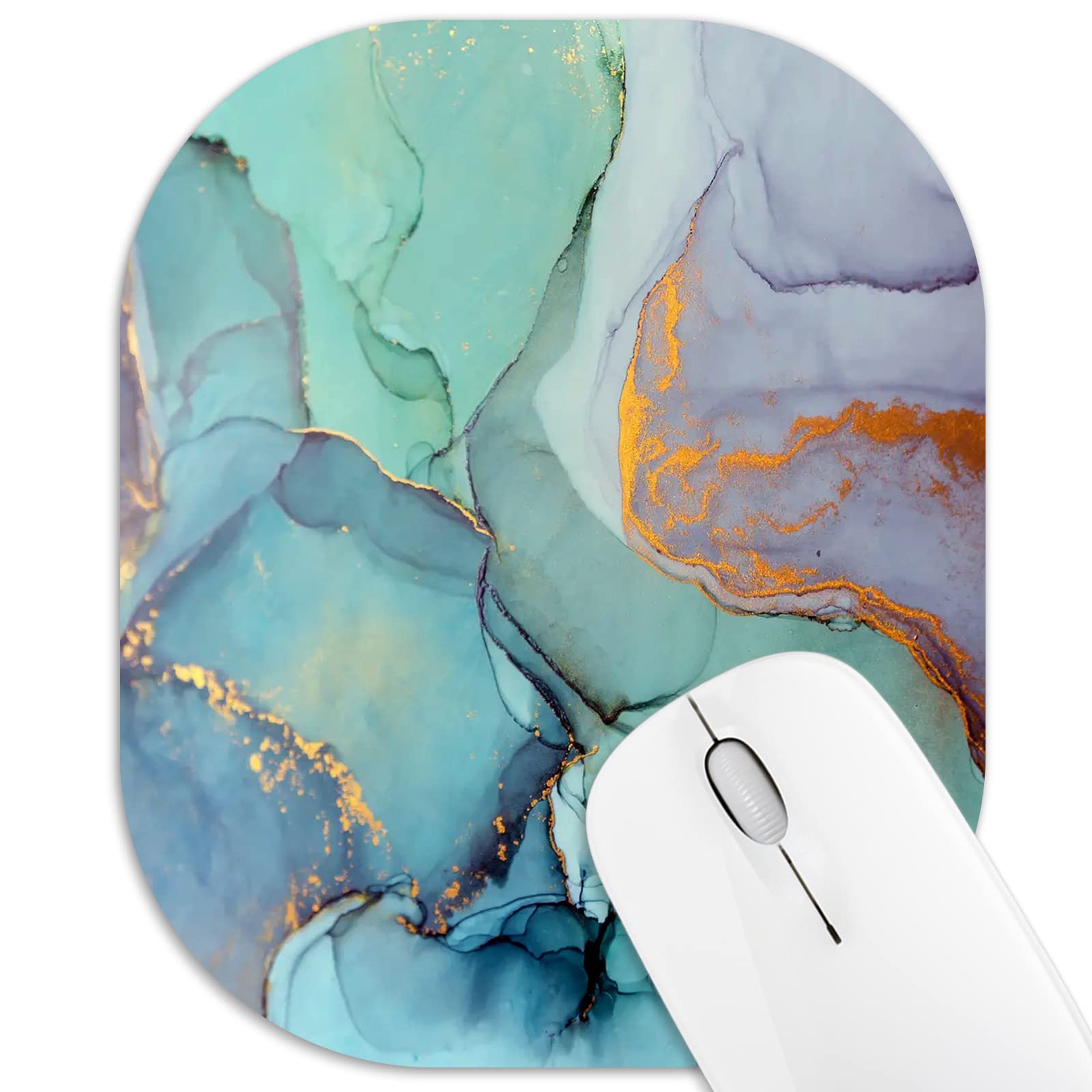 Mini Marble Mouse Pad 6x7 Inches - Cute Emerald Marble Design for Laptop, Home & Office Use | Portable Small Mousepad for Desktop Accessories | Perfect for Work, Gaming & Study