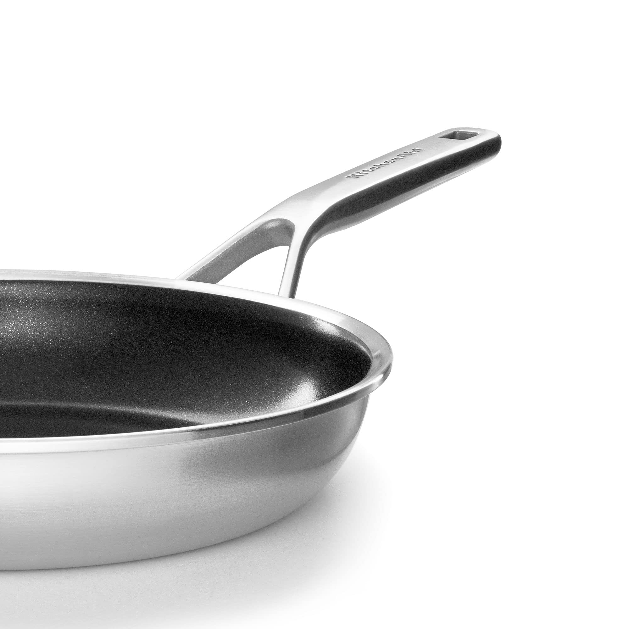 KitchenAid Multi-Ply Stainless Steel Non-Stick 24cm Frying Pan - Silver | Professional Cookware for Sautéing, Frying & Stir-Frying | Induction Compatible & Oven Safe up to 260°C