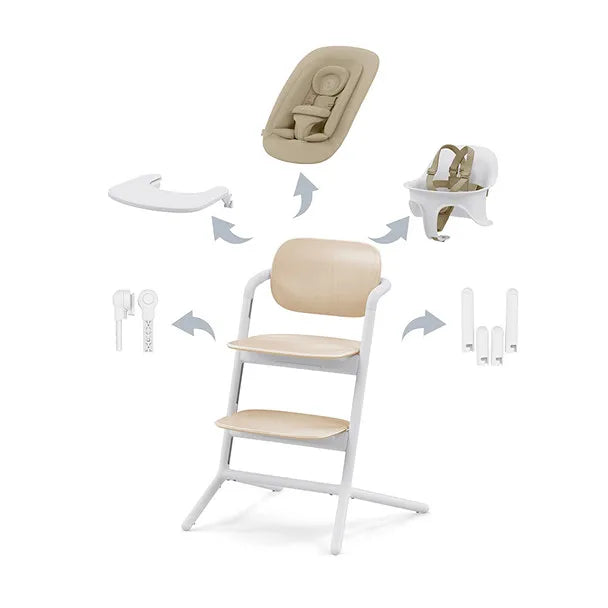 Lemo 4-in-1 Convertible High Chair for Babies & Toddlers - Adjustable Height, Removable Tray, Sand White Finish | Perfect for Dining, Feeding & Playtime