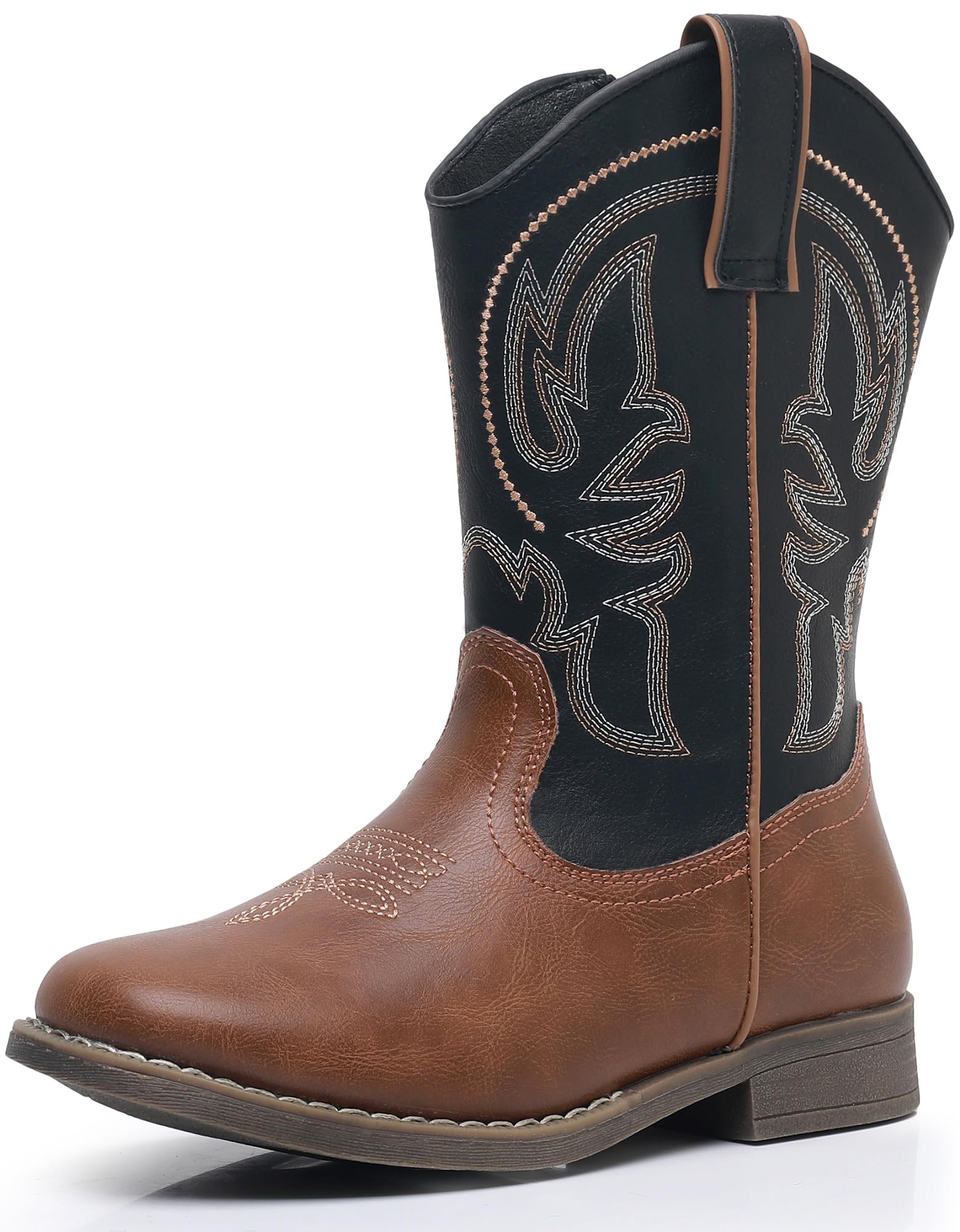 Blikcon Kids Cowboy Boots for Boys & Girls - Embroidered Square Toe Western Rodeo Boots with Side Zipper | Toddler, Little Kid & Big Kid Sizes | Perfect for Rodeo, Cowboy Parties & Western Fashion