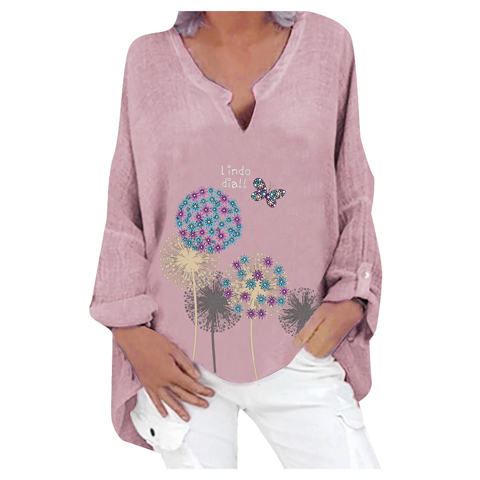Women's Floral Printed Tunic Tops - Long Sleeve V-Neck Blouses for Casual & Dressy Wear | Perfect for Office, Date Night & Spring Outfits
