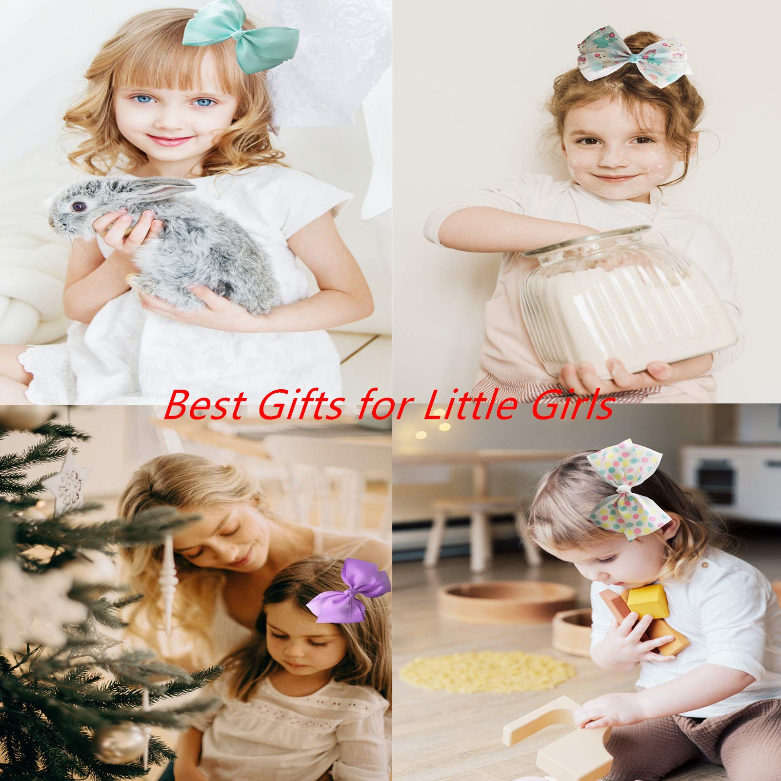 5 Inch Grosgrain Ribbon Hair Bows for Girls - 12 Pack Colorful Hair Clips & Accessories - Perfect for School, Parties, and Everyday Style