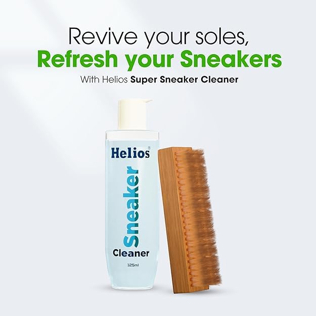 Helios Super Sneaker Cleaner Kit 125ml - All-Purpose Shoe Cleaning Solution with Brush for Nubuck, Leather & Sports Shoes | Perfect for Sneakerheads, Gym & Outdoor Activities