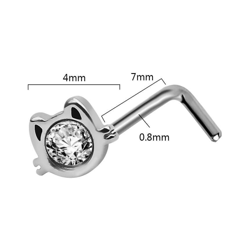 Hello Kitty L Bend Nose Stud - Cute Cartoon Nose Ring for Women | WH0427 | Perfect for Everyday Wear, Parties & Gifts