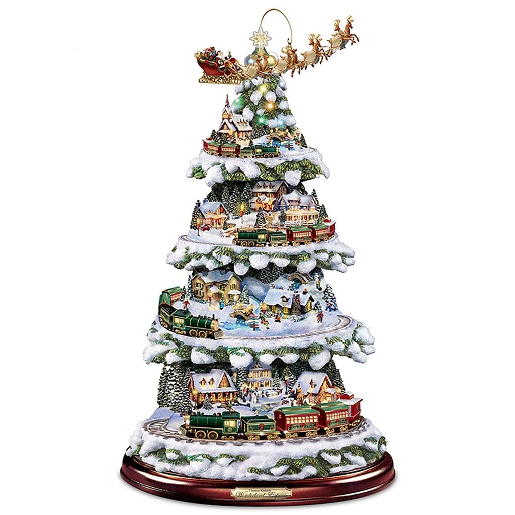 SHYPT 20x30cm Rotating Christmas Tree Sculpture Train Window Stickers - Holiday Home Decor for Christmas Tree, Gifts, Party & Festive Season (Color C, Size 20x30cm)