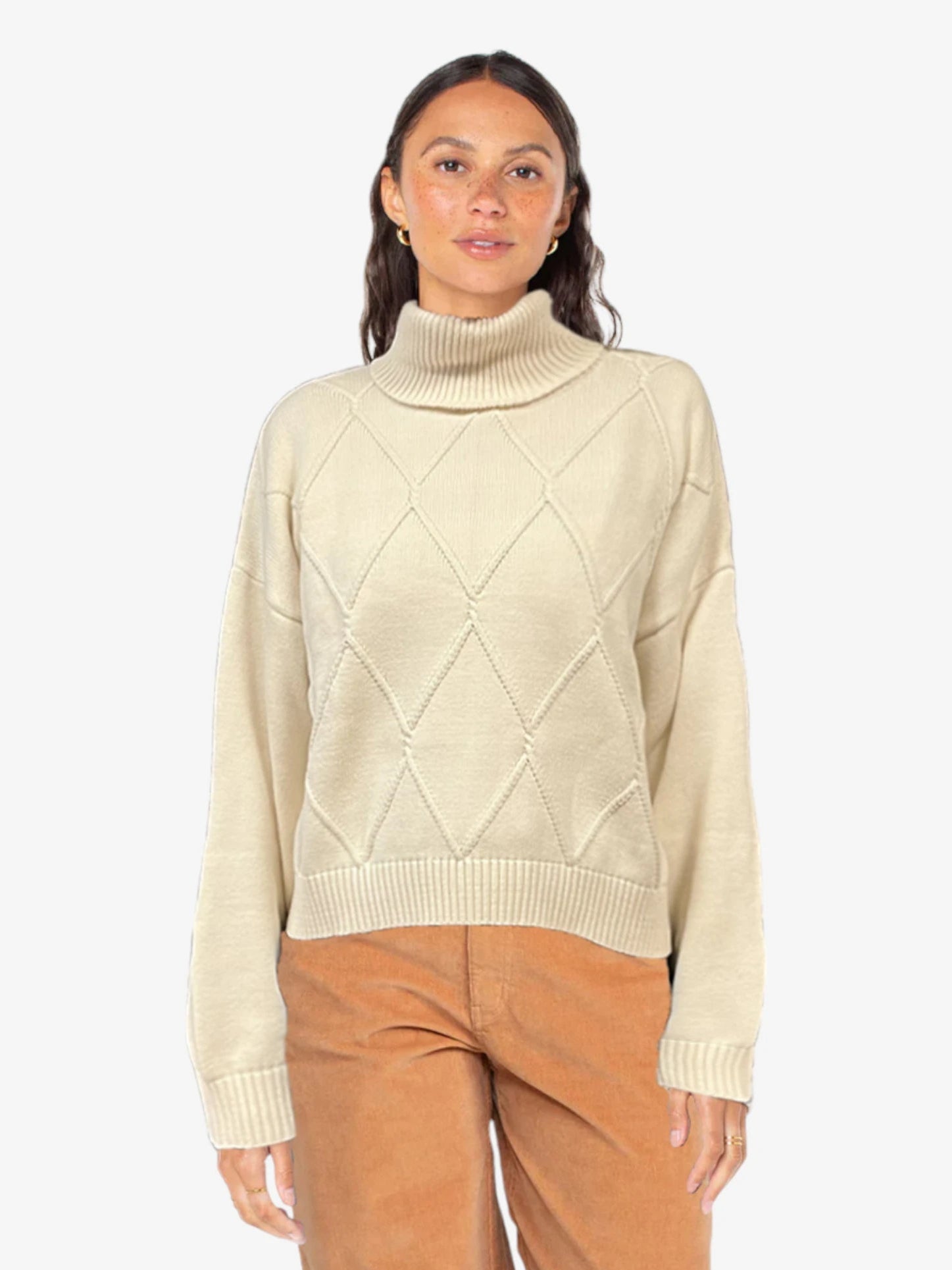 Roxy Picture Moment Beige Sweater for Women - Cozy Knit Pullover for Casual Wear, Fall & Winter Fashion
