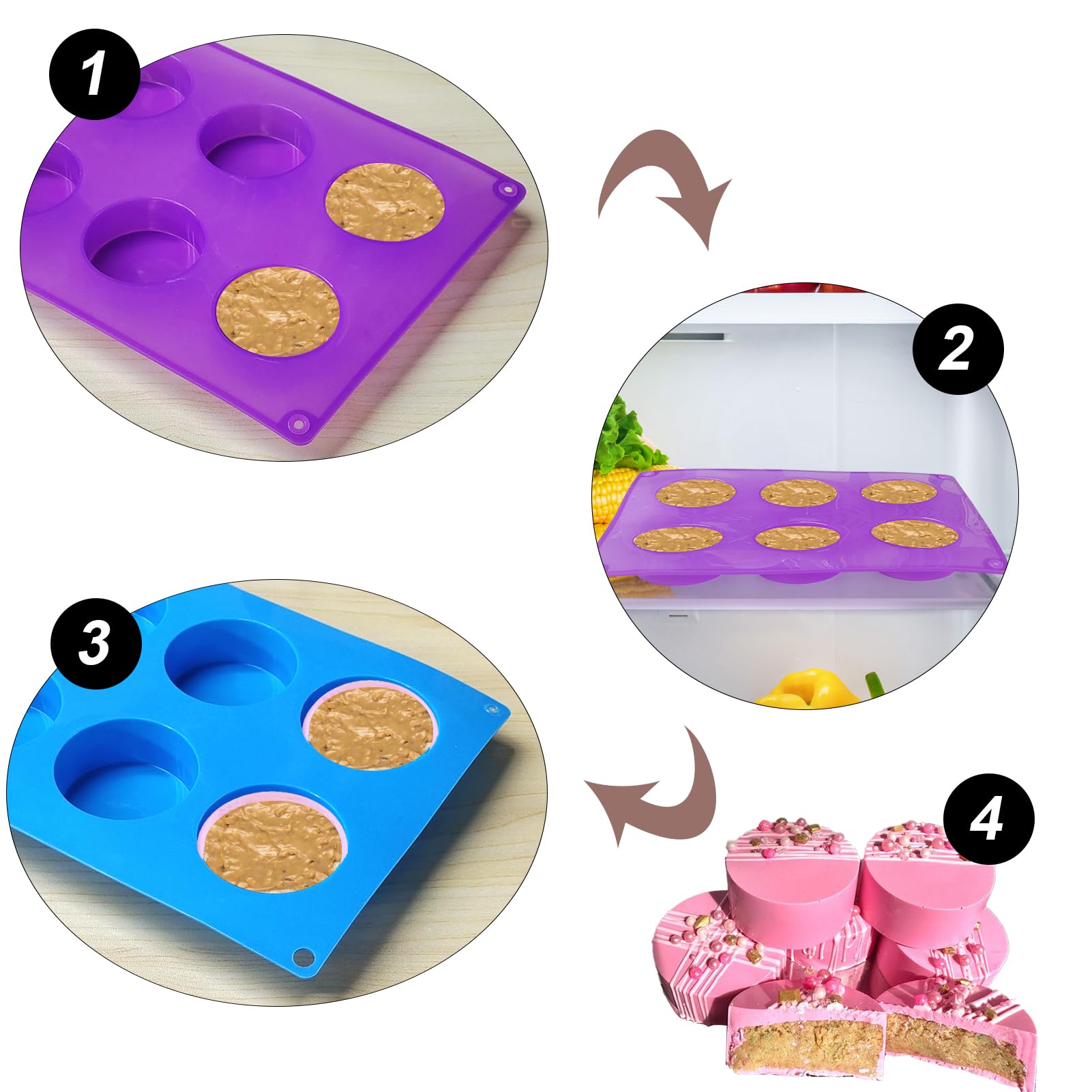 Palksky Silicone Cake Puck Mold Set - 3-Piece Round Chocolate Covered Cake Pop Molds for Candy & Dessert Making | Perfect for Birthday Parties, Wedding Favors, and Holiday Treats