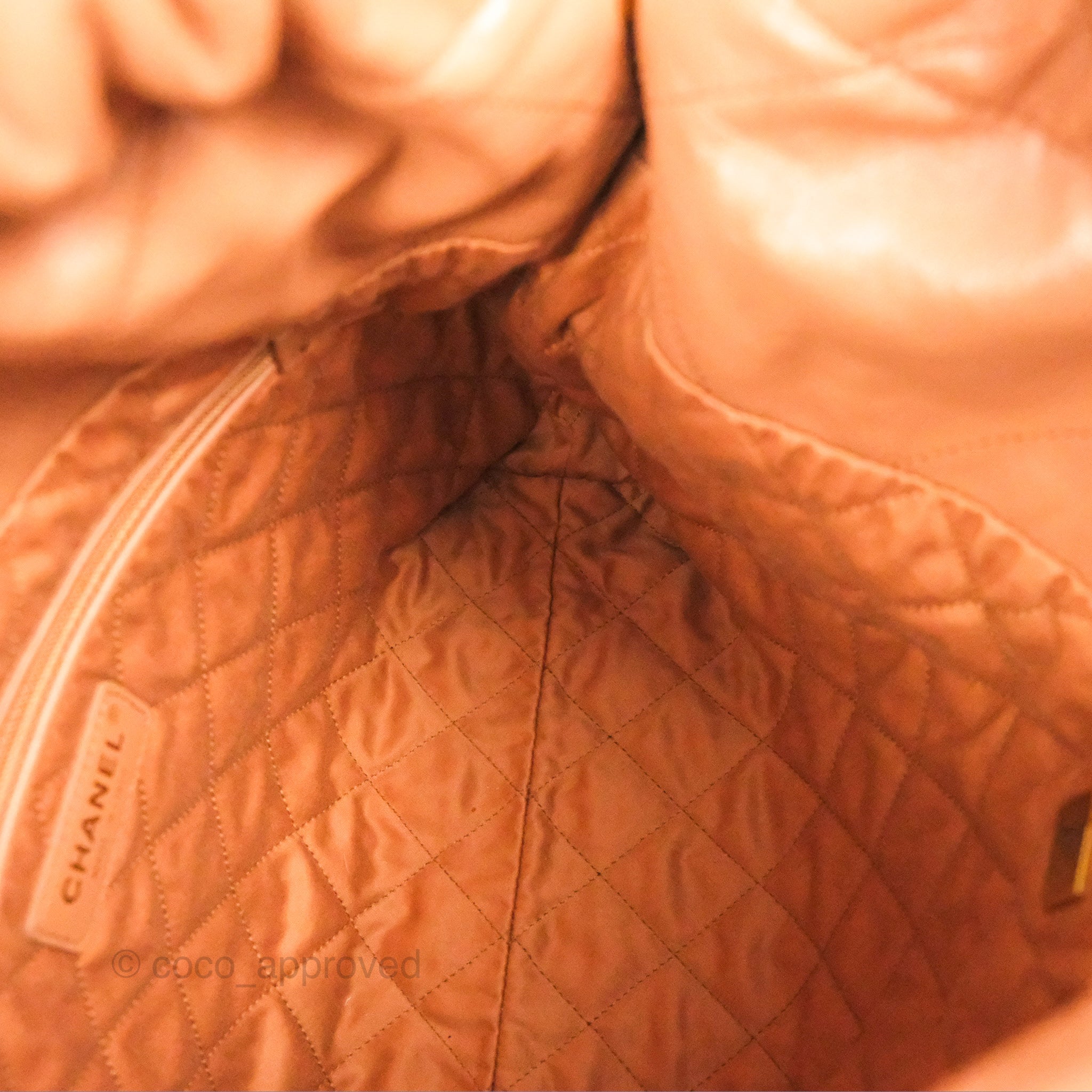 Chanel 22 Small Handbag in Caramel Beige Shiny Calfskin Leather with Aged Gold Hardware - Luxury Crossbody Bag for Women, Perfect for Date Night & Evening Events