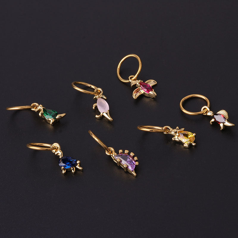 316L Stainless Steel Dinosaur Dangle Hoop Earrings for Women | Trendy Jurassic Jewelry Gift | Perfect for Casual Wear, Parties & Gifts