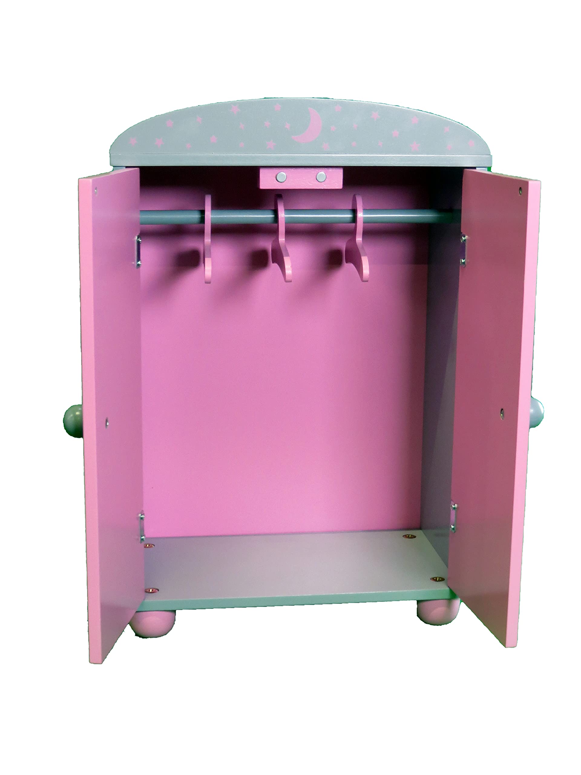 18 Inch Doll Armoire with Star Details - Fits American Girl & Our Generation Dolls | Stylish Doll Furniture for Pretend Play & Room Decor