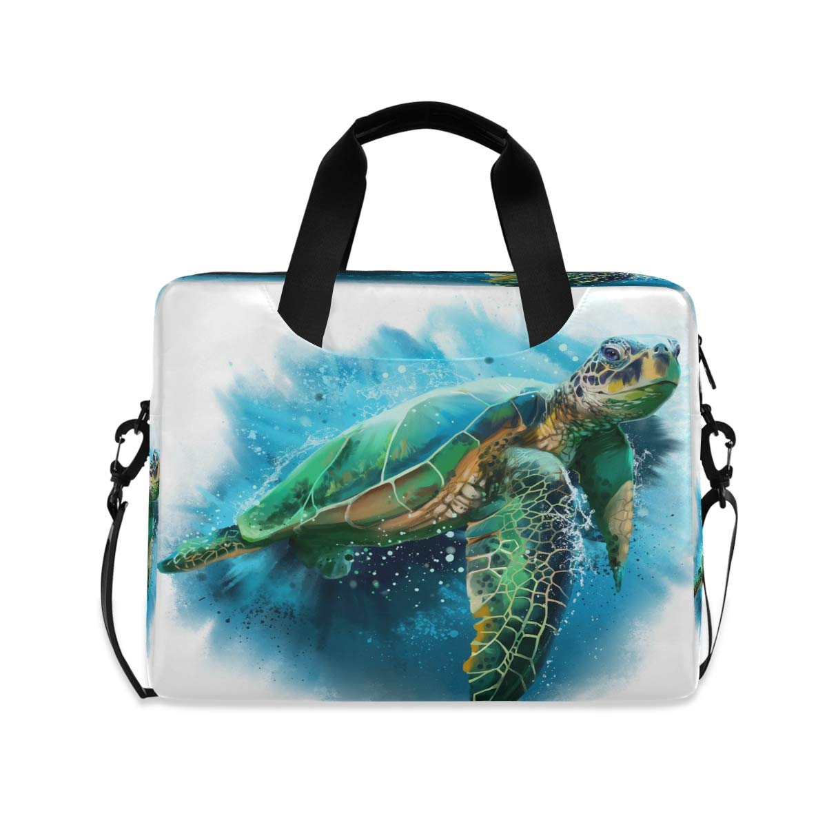AUUXVA 13-15.6 Inch Watercolor Turtle Laptop Messenger Bag - Lightweight Durable Briefcase for Business, College, Travel - Waterproof Tablet Sleeve for Women & Men