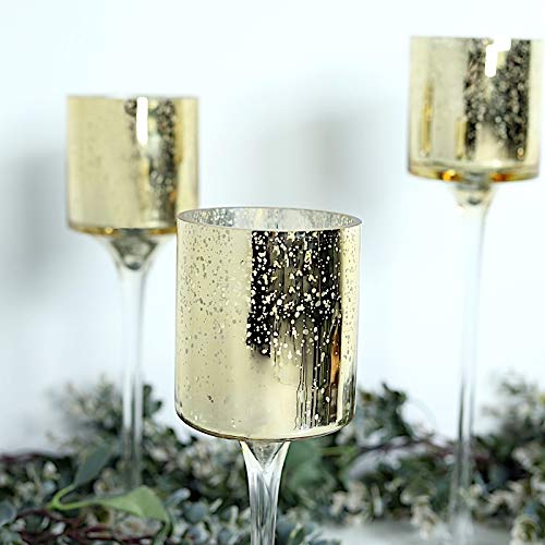 3-Pack Gold Raised Cylinder Glass Vases - Elegant Centerpieces & Candle Holders for Wedding, Dining Table, Home Decor - Bulk Wholesale Supplies