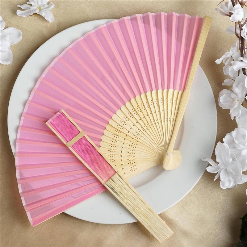 Elegant Silk Folding Hand Fan - Portable Wedding Favors for Brides, Bridesmaids & Guests - Perfect for Outdoor Ceremonies, Beach Weddings & Summer Events