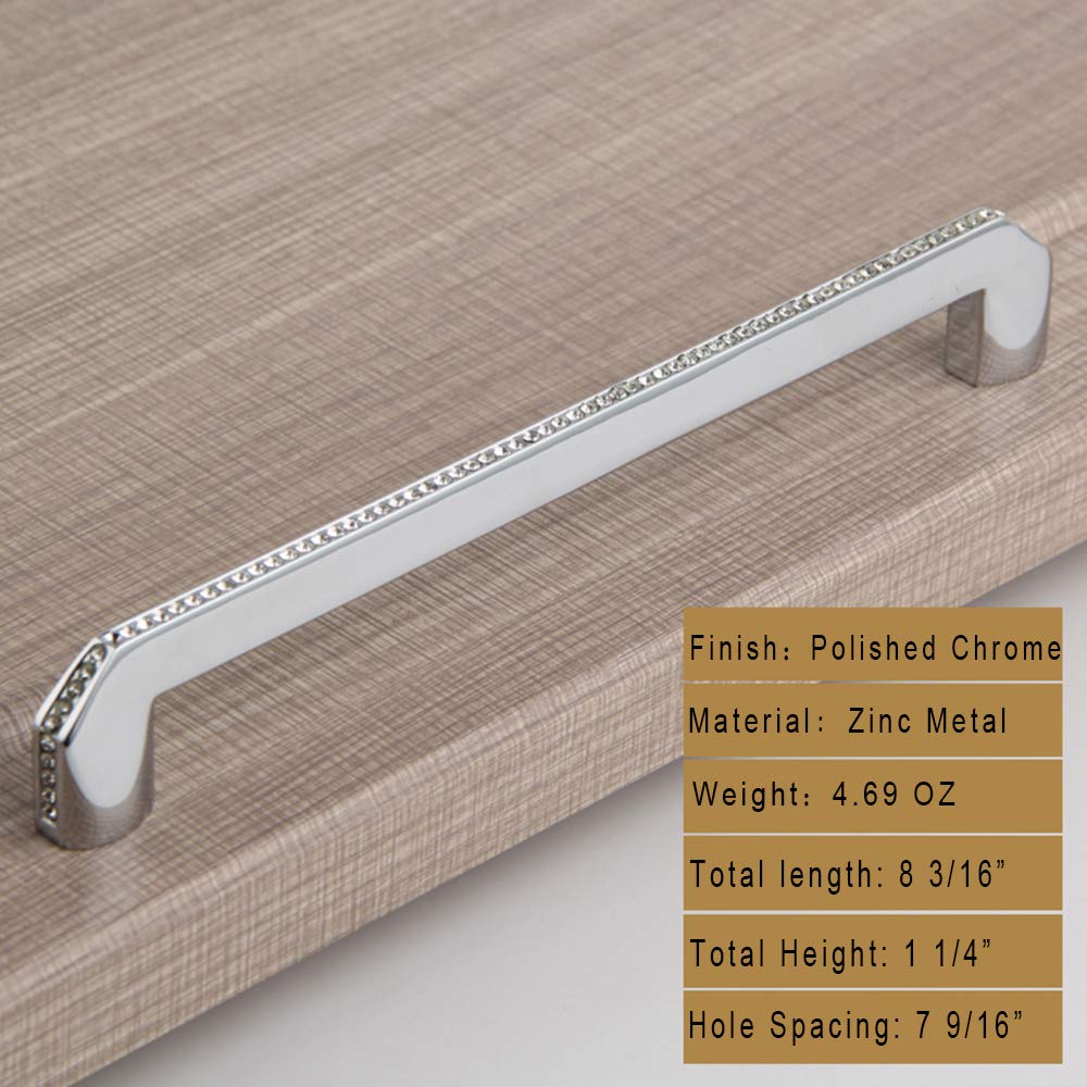 Modern Crystal Cabinet Knobs & Pulls - 2 Pack Silver Kitchen Hardware for Drawers & Furniture