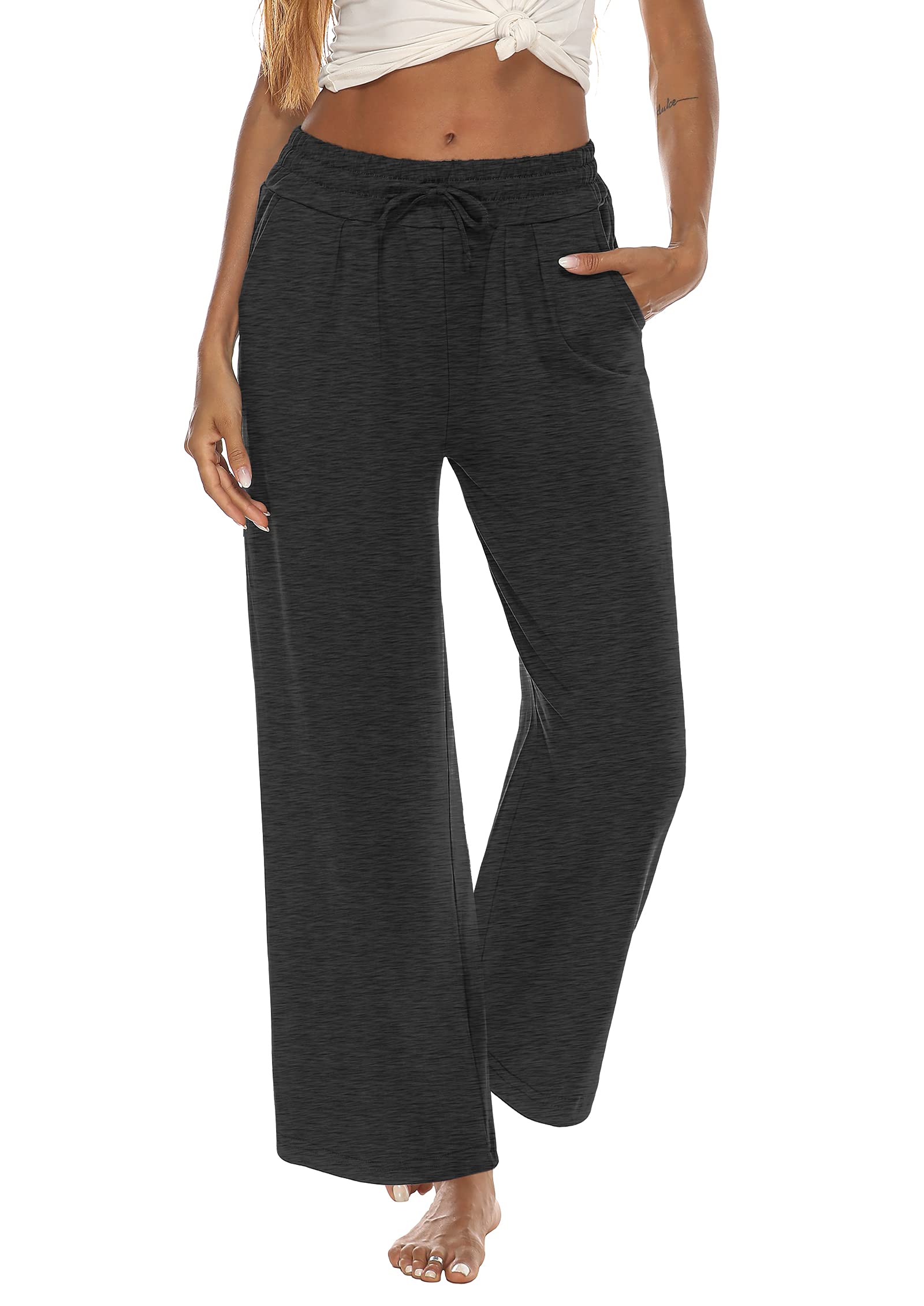 DIBAOLONG Women's Wide Leg Yoga Pants - Loose Comfortable Drawstring Sweatpants for Yoga, Lounge & Casual Wear - Soft Palazzo Pants with Pockets - Perfect for Home, Workout and Travel
