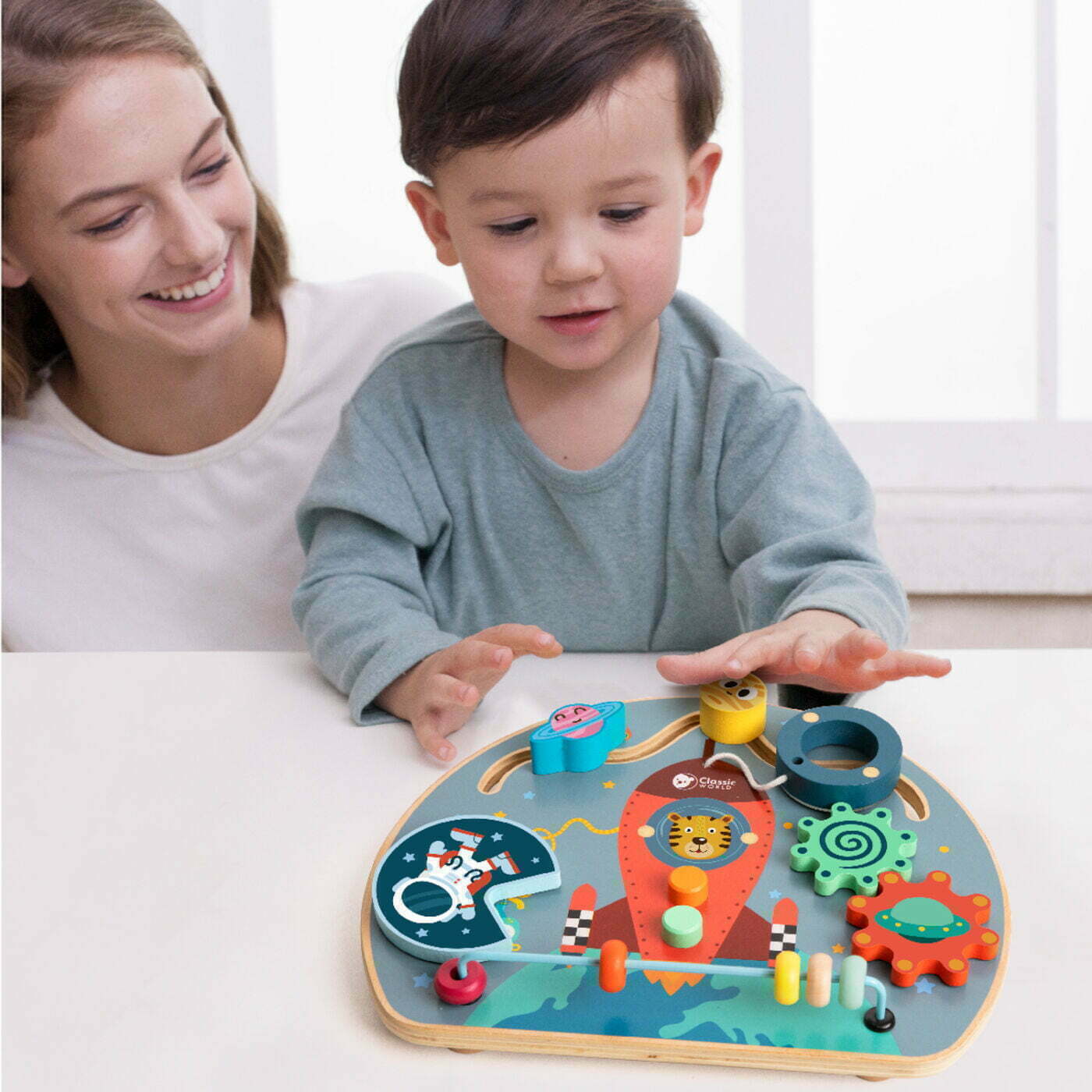 Montessori Space Themed Busy Board for Toddlers - Sensory Learning Toy for Fine Motor Skills Development | Perfect for Travel & Home Play